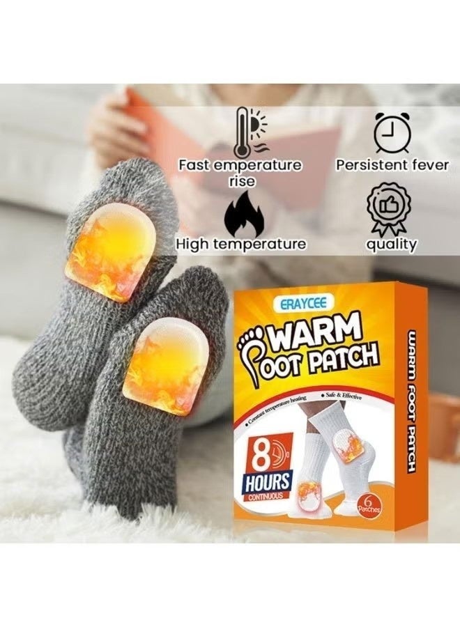 ERAYCEE 6 PCS Foot Warm Patch Safe And Adhesive Heat Patch Feet Warmers For On-The-Go Warmth For Outdoor Activities Skiing Hiking Heating Patch Winter Body Warmer - Image 3