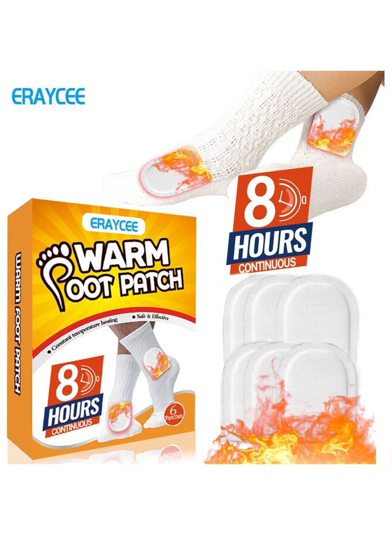ERAYCEE 6 PCS Foot Warm Patch Safe And Adhesive Heat Patch Feet Warmers For On-The-Go Warmth For Outdoor Activities Skiing Hiking Heating Patch Winter Body Warmer - Image 1