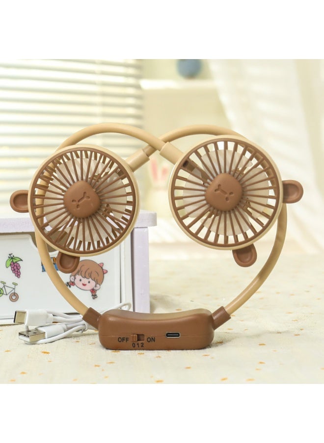 Nariele New USB Cute Cartoon Two Speed Adjustable Neck Hanging Small Fan