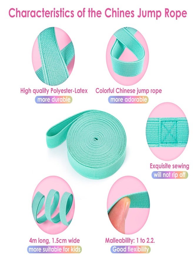 Cikyner Chinese Jump Rope, 4m Long 1.5cm Wide Elastic Chinese Ropes with Instructions French Skipping Rubber Band for Indoor and Outdoor Children Jumpsies Games, Ideal for Gifts for Girls and Boys - Image 2