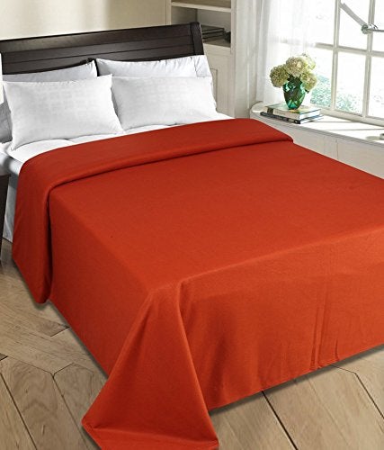 Goyal's ® Polar Fleece AC Double Bed Blanket (Orange) - Image 1