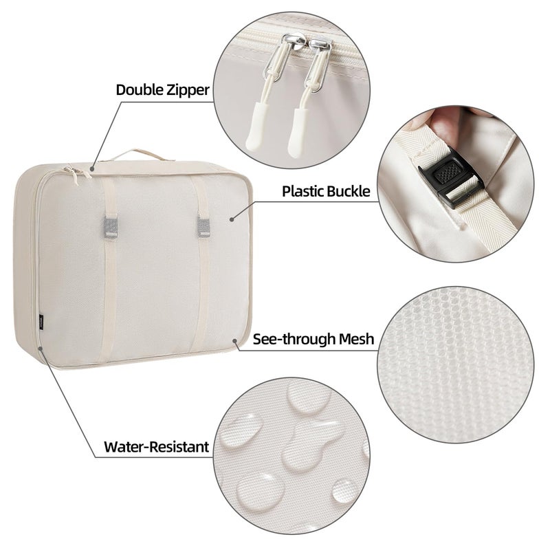 BAGAIL مجموعة حقائب التعبئة BAGAIL 10 بأحجام متنوعة منظم التعبئة لملحقات السفر حقائب اليد - كريمي - Image 5