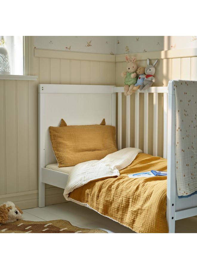 erorex 3-piece bedlinen set for cot, dark yellow/beige, 60x120 cm - Image 3