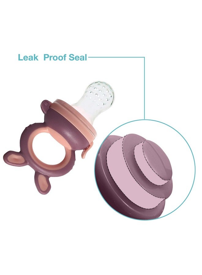 Luvlap مغذي/مصاص سيليكوني للأطعمة/الفواكه مع شبكة إضافية، مصاصة/مغذي ناعم، عضاضة للأطفال، الرضع، أرنب بنفسجي ووردي - Image 5