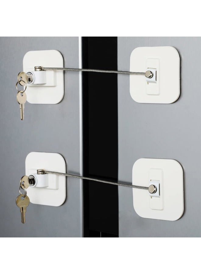 BAOWEIJD Refrigerator Locks,Fridge Lock,Freezer Lock with Key for Child Safety,Locks to Lock Fridge and Cabinets (White Fridge Lock-2Pack) - Image 1
