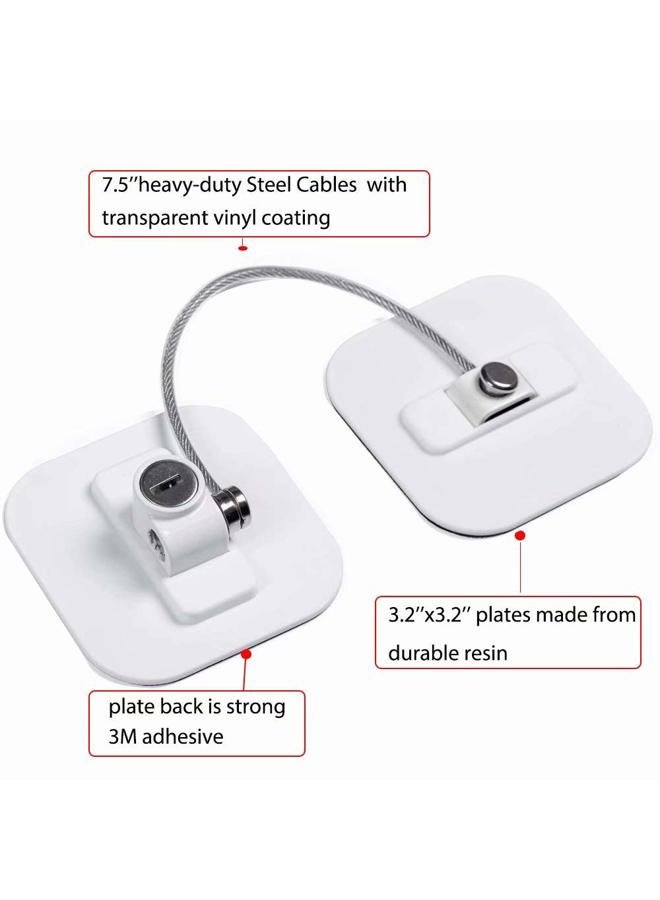 BAOWEIJD Refrigerator Locks,Fridge Lock,Freezer Lock with Key for Child Safety,Locks to Lock Fridge and Cabinets (White Fridge Lock-2Pack) - Image 4