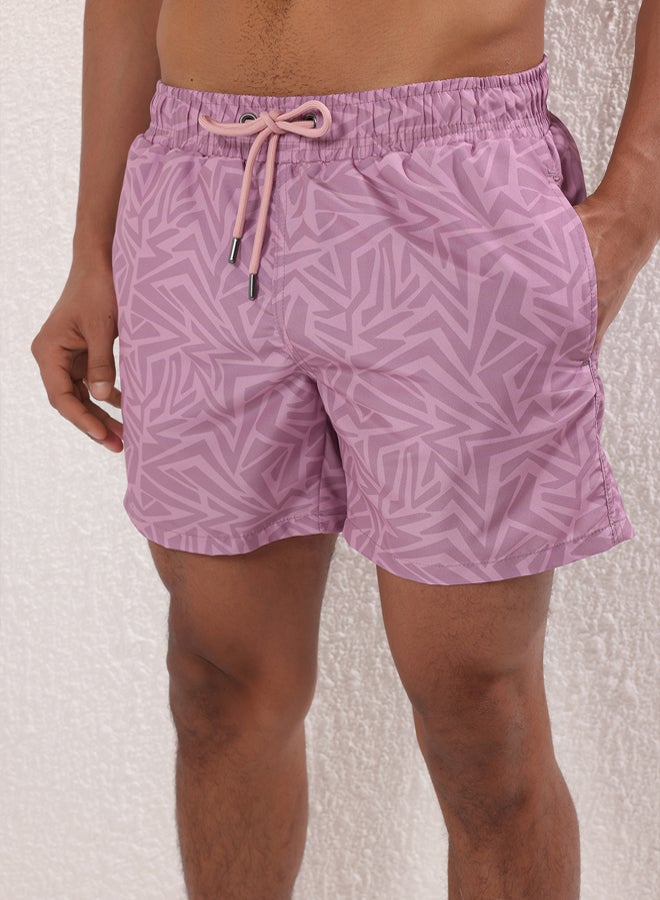 Trendyol Man Dusty Rose Standard Size Geometric Printed Swimsuit Swim Shorts - Image 3