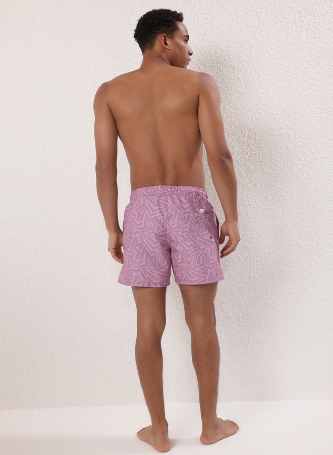 Trendyol Man Dusty Rose Standard Size Geometric Printed Swimsuit Swim Shorts - Image 4