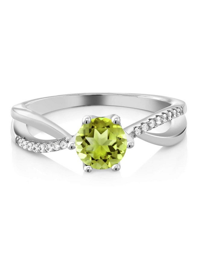 GEM STONE KING 925 Sterling Silver Green Peridot Women'S Infinity Ring (1.09 Cttw Round Cut 6Mm Gemstone Birthstone Available In Size 5 6 7 8 9) - Image 2