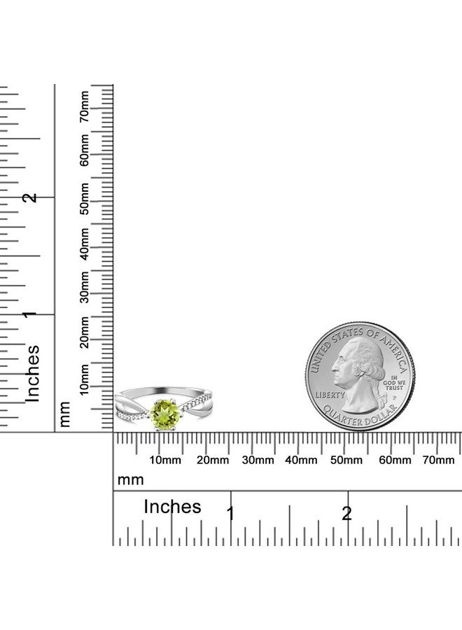 GEM STONE KING 925 Sterling Silver Green Peridot Women'S Infinity Ring (1.09 Cttw Round Cut 6Mm Gemstone Birthstone Available In Size 5 6 7 8 9) - Image 3