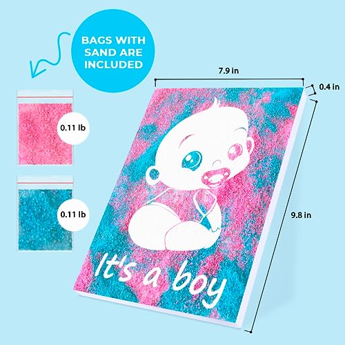 FETTIPOP Magic Art Canvas, Exposuring Sand Art (Gender Reveal – It’s a Boy) – Surprise Baby Shower Pregnancy Announcement, Unique Gift 7.9x9.8 inch - Image 4