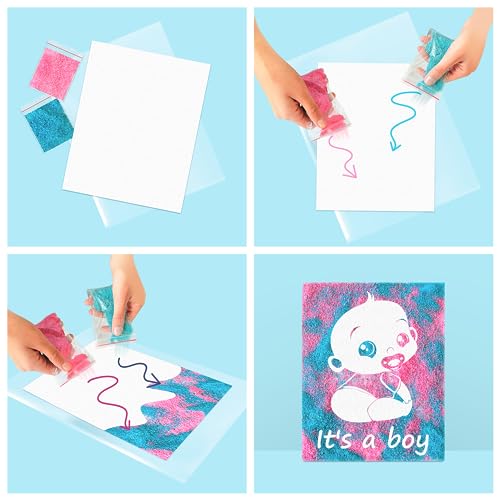 FETTIPOP Magic Art Canvas, Exposuring Sand Art (Gender Reveal – It’s a Boy) – Surprise Baby Shower Pregnancy Announcement, Unique Gift 7.9x9.8 inch - Image 2