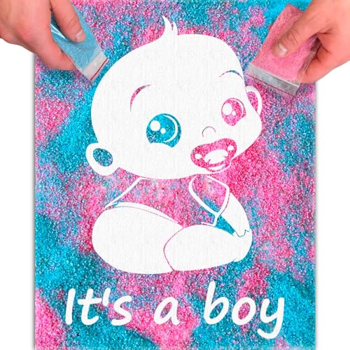 FETTIPOP Magic Art Canvas, Exposuring Sand Art (Gender Reveal – It’s a Boy) – Surprise Baby Shower Pregnancy Announcement, Unique Gift 7.9x9.8 inch - Image 1