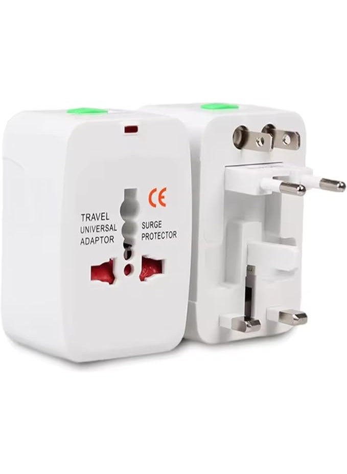 Terabyte Universal Travel Adapter Type C, World Travel Power Plug With 2 USB, All In One Travel Plug Adapter For EU/US/UK/AU  (White) - Image 1
