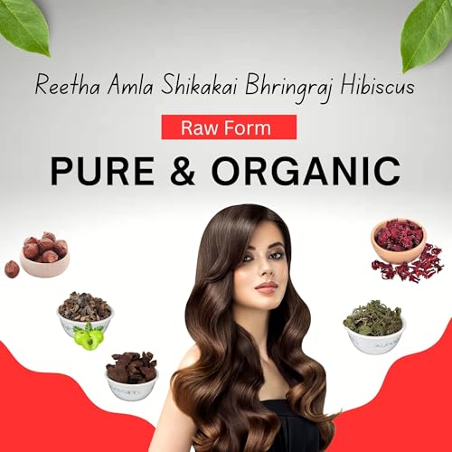 BrijBooti Reetha Amla Shikakai Bhringraj Hibiscus (Raw Form) for Hair 500 Gm (100g Each), natural (BMPL-1105) - Image 5