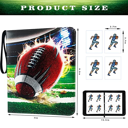 Rmannke 400 Pockets Football Cards Binder,Trading Cards Holder Card Collectors Album,Trading Card Binder 4 Pocket with 50 Removable Sleeves - Image 2