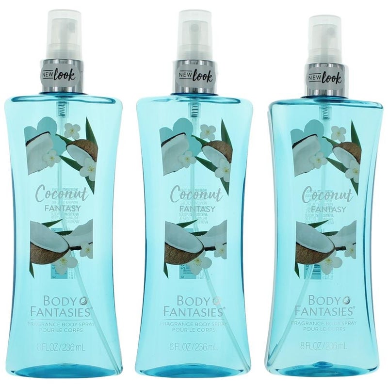 Parfums de Coeur Coconut Fantasy by Body Fantasies 3 x 8 oz Fragrance Body Spray women