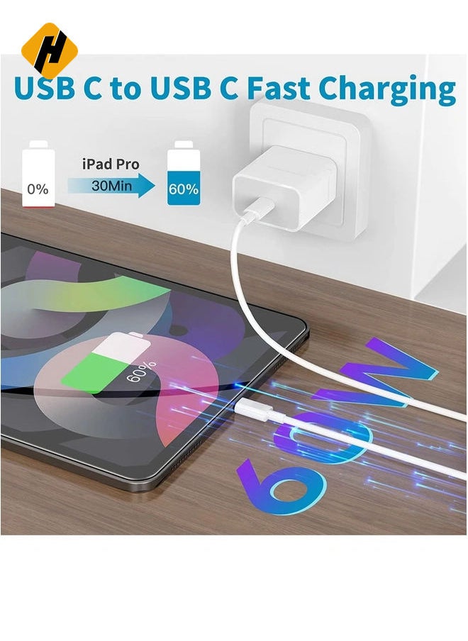 HuHa - 2 Pack Fast Charging 2M Long USB-C to USBC Power Cord for MacBook Pro Air/2020/2019/2018/2017/2016/IPad Air 4/5/iPad Pro 12.9/11 Type c - Image 1
