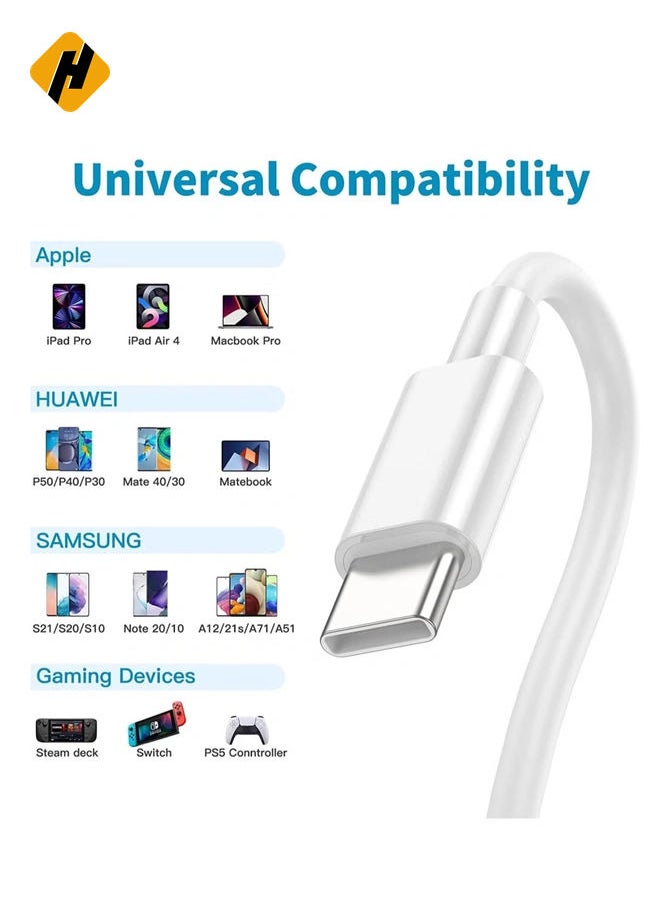 HuHa - 2 Pack Fast Charging 2M Long USB-C to USBC Power Cord for MacBook Pro Air/2020/2019/2018/2017/2016/IPad Air 4/5/iPad Pro 12.9/11 Type c - Image 1