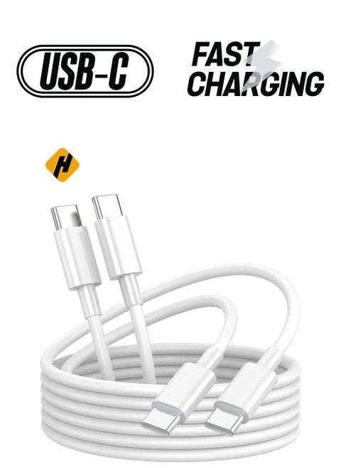 2 Pack Fast Charging 2M Long USB-C to USBC Power Cord for MacBook Pro Air/2020/2019/2018/2017/2016/IPad Air 4/5/iPad Pro 12.9/11 Type c