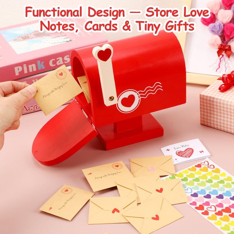 JULEASEL Wooden Love Mailbox with Mini Envelopes, Romantic Valentines Gifts for Him â€“ Thoughtful Valentines Day Gifts for Husband Boyfriend, Cute I Love You Gift for Him Her - Image 2