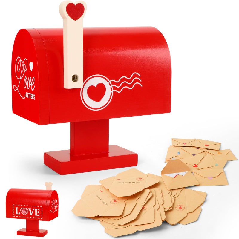 JULEASEL Wooden Love Mailbox with Mini Envelopes, Romantic Valentines Gifts for Him â€“ Thoughtful Valentines Day Gifts for Husband Boyfriend, Cute I Love You Gift for Him Her - Image 1