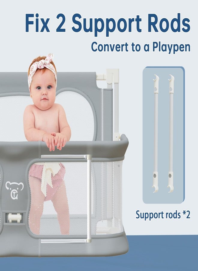 JWPEHOE 3 in 1 Baby Bassinet Bedside Sleeper Portable Crib, Co-Sleeping Baby Bed, Playpen, Suitable for Twin, Full, King & Queen Size Bed (47.3 Inch) - Image 5