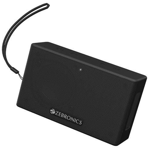 ZEBRONICS Sonic POD S, Portable Bluetooth Speaker, 8 Watts, Upto 7h Backup, Passive Radiator, Call Function, Bluetooth v5.3 | mSD | AUX, TWS, with Carry Loop (Black) - Image 1
