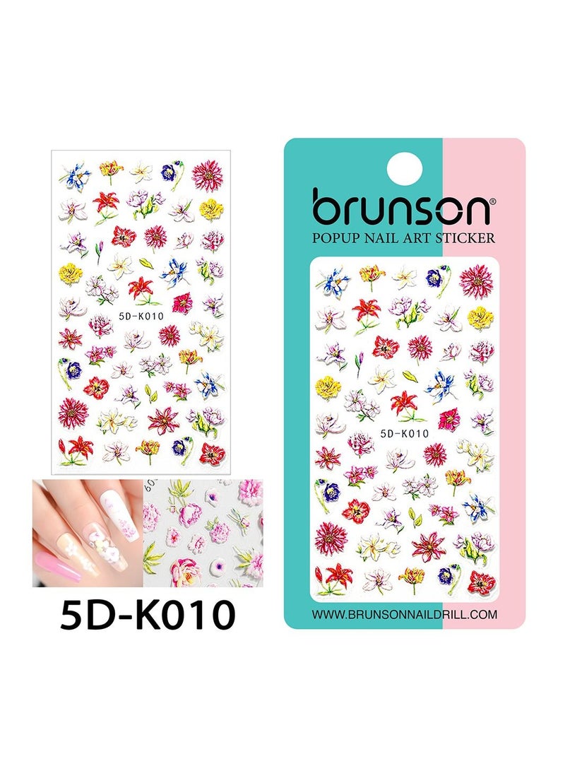brunson Flower Nail Art Sticker Decals 5d Exquisite Embossed Nail Art Supplies Self Adhesive Nail Art Decoration
