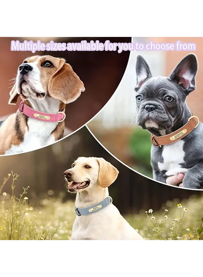 طوق كلب أحمر كبير الحجم قابل للنقش من الجلد الصناعي مع عاكس ليلي مخصص - Image 5