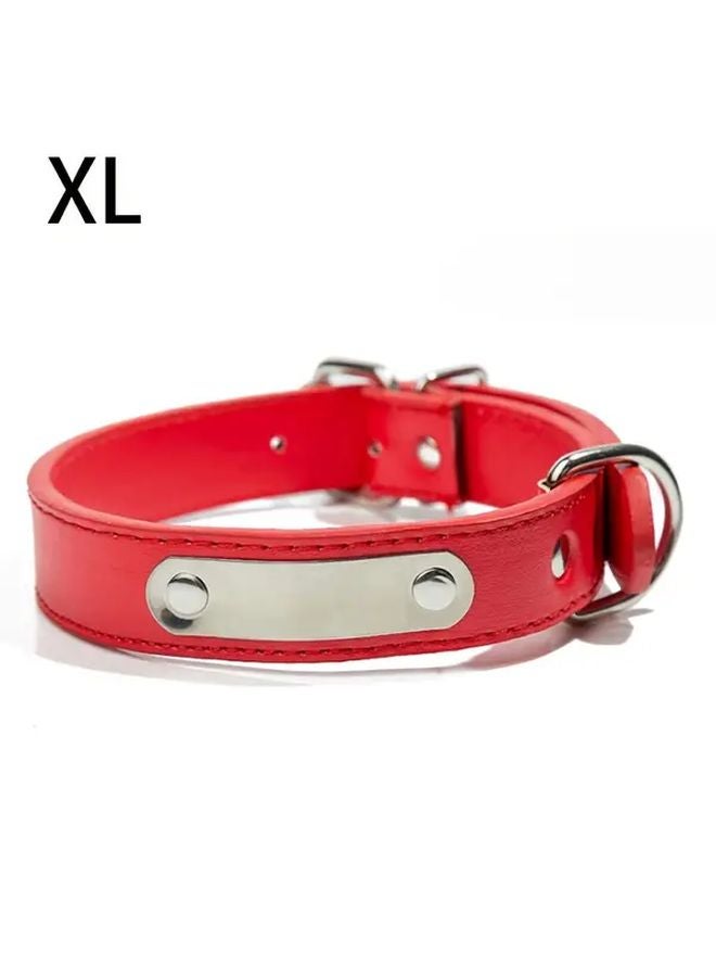 طوق كلب أحمر كبير الحجم قابل للنقش من الجلد الصناعي مع عاكس ليلي مخصص - Image 1