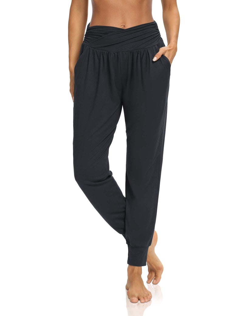 DIBAOLONG Womens Yoga Sweatpants Comfy Lounge Pajama Pants Loose Harem Workout Joggers Pants with Pockets Concrete Grey M - Image 1