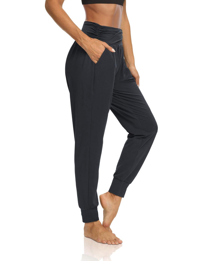 DIBAOLONG Womens Yoga Sweatpants Comfy Lounge Pajama Pants Loose Harem Workout Joggers Pants with Pockets Concrete Grey M - Image 2
