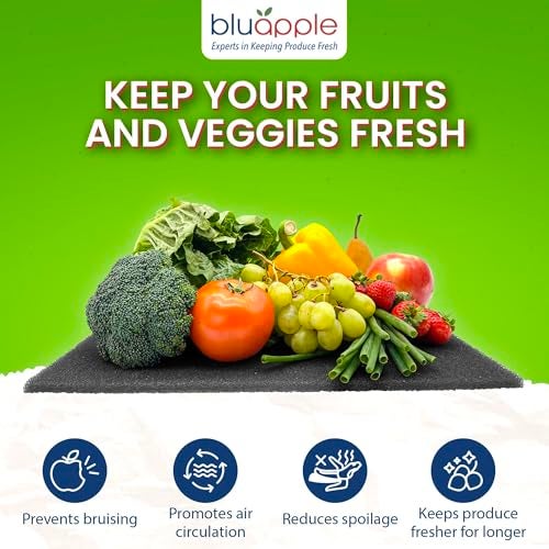 Bluapple FreshMats, Refrigerator Bin Liner, Fridge Drawer Mats, Crisper Life Extender Liner Keeps Produce Fresh Longer, Anti-Bruising, Helps Air Circulation, Washable & Reusable (4-Mats, 12x15, Gray) - Image 2