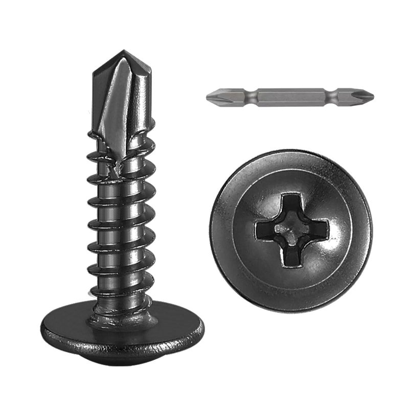 Wensilon (300Pcs)#8Ã—3/4â€ for Sheet Metal Self-Tapping Screws 410 Black Stainless Steel Truss Head High-Strength Quick Tapping - Image 1