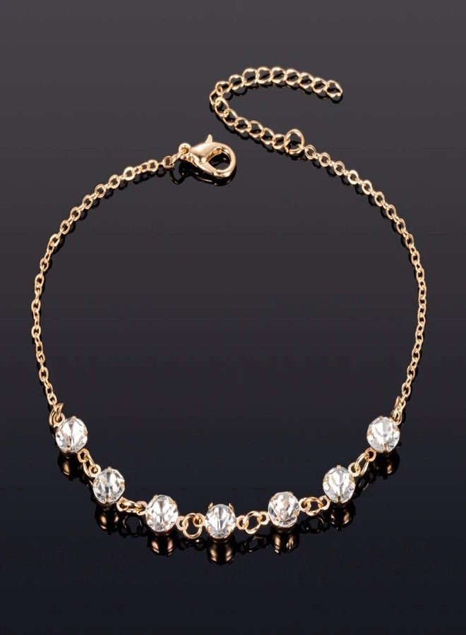 OOMPHelicious Jewellery Gold Tone Crystal Delicate Fashion Anklet For Women & Girls - Image 3