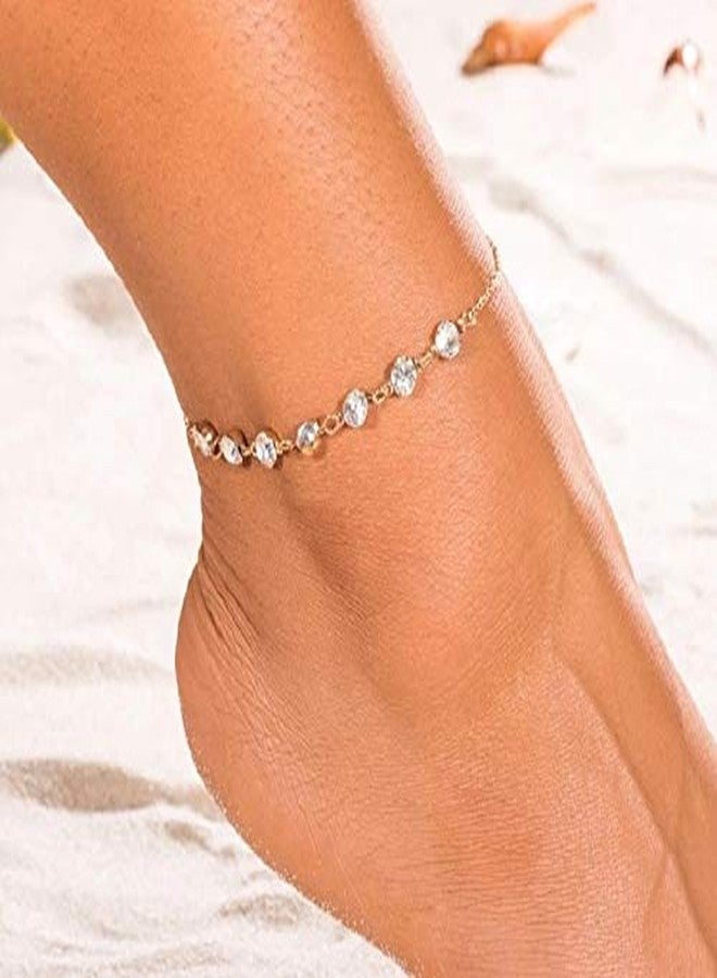 OOMPHelicious Jewellery Gold Tone Crystal Delicate Fashion Anklet For Women & Girls - Image 4