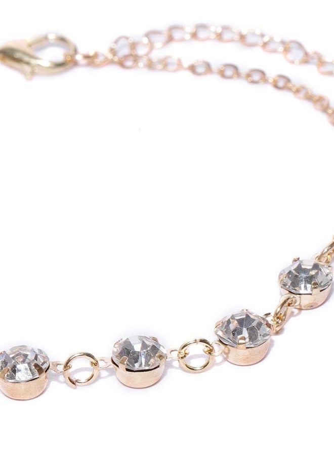 OOMPHelicious Jewellery Gold Tone Crystal Delicate Fashion Anklet For Women & Girls - Image 2