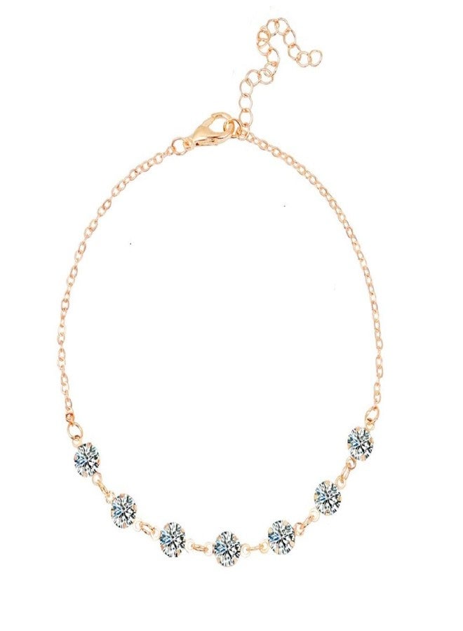 OOMPHelicious Jewellery Gold Tone Crystal Delicate Fashion Anklet For Women & Girls - Image 1