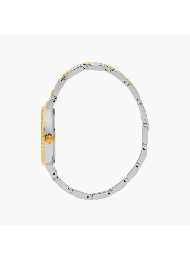 OMAX ساعة يد أنالوج ذهبية وفضية للنساء - Image 2