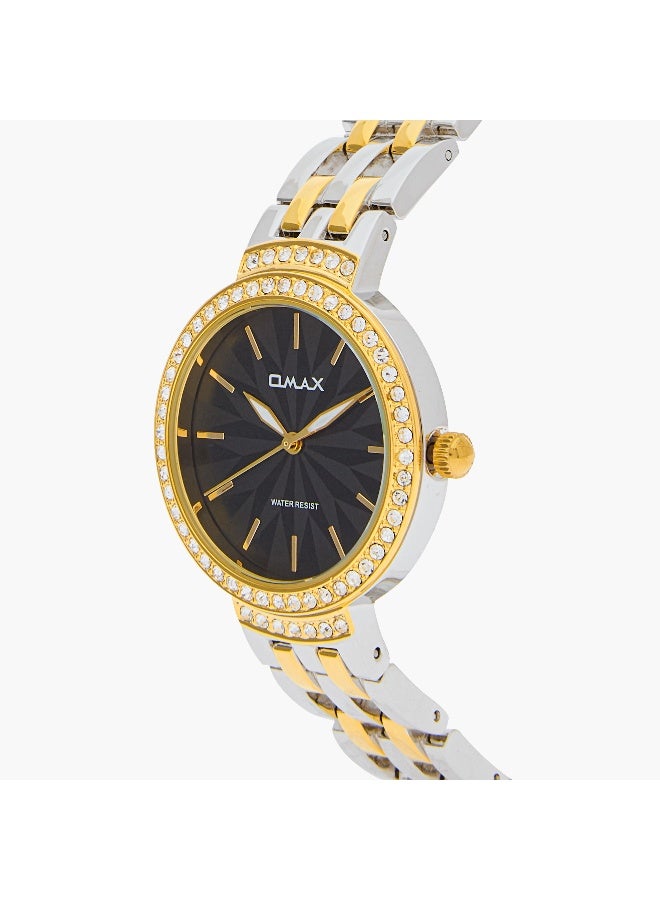 OMAX ساعة يد أنالوج ذهبية وفضية للنساء - Image 4