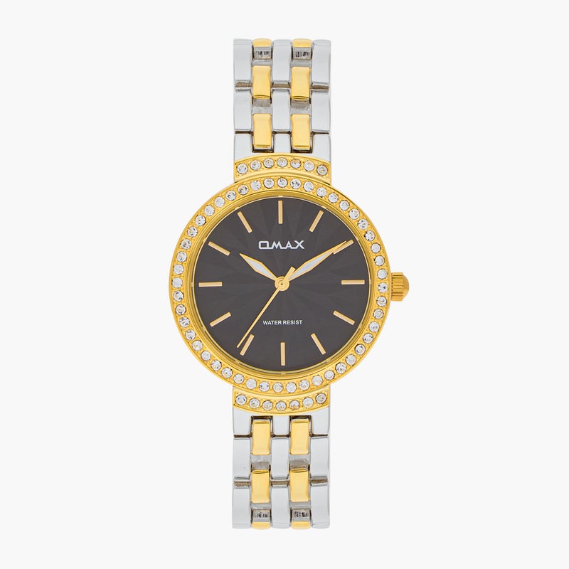 OMAX ساعة يد أنالوج ذهبية وفضية للنساء - Image 1