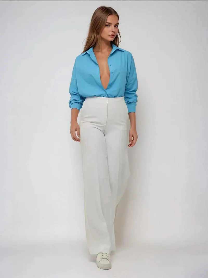 زوبعة قميص قطني كلاسيكي بأكمام طويلة