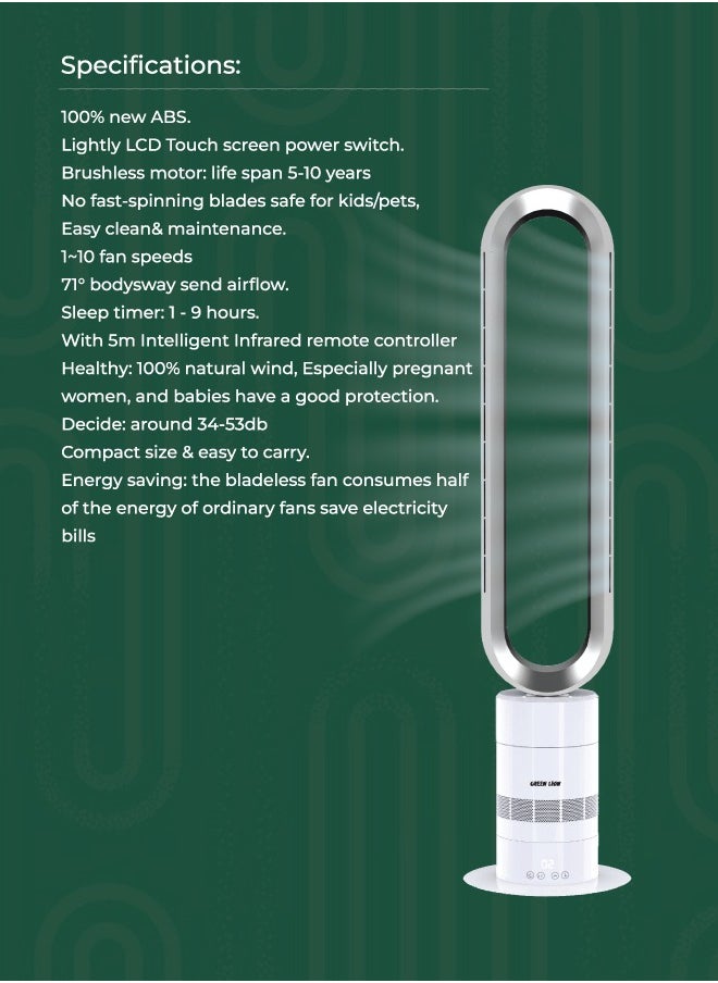GREEN LION - Intelligent Air Cooler /Remote Control / Powerful Airflow / Lightweight Easy to Carry /Low Noise /Digital Display  - White - Image 1