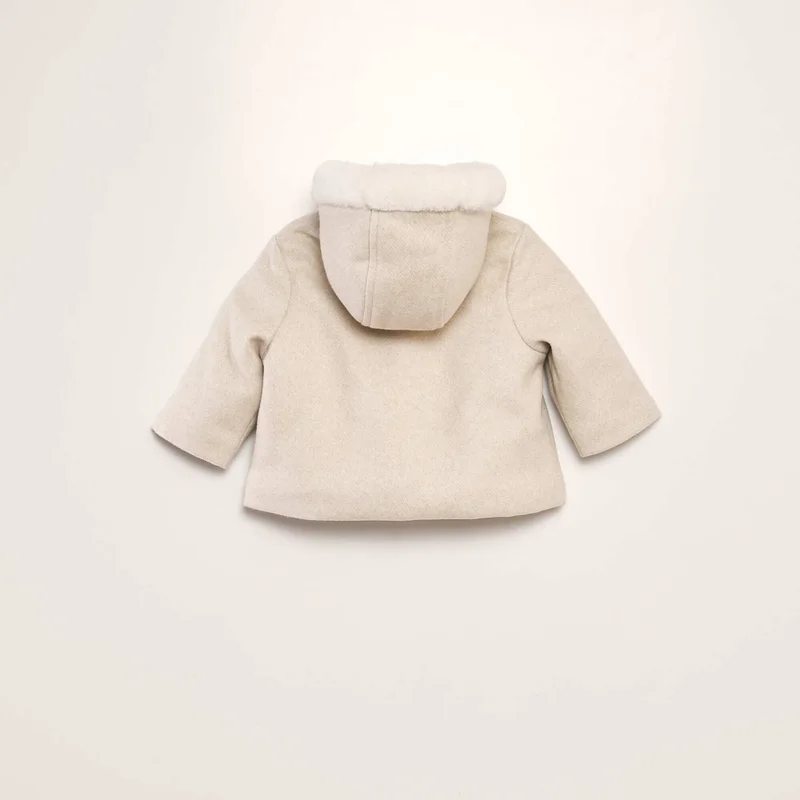 Kiabi Faux Woolcloth Coat With Faux Fur Beige