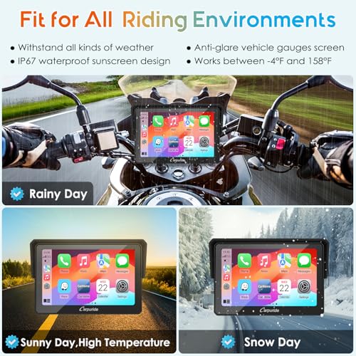 Carpuride W502PRO for Motorcycle CarPlay& Android Auto& Dual Bluetooth - 5" Waterproof GPS Navigation Screen for Motorbike, Music Sharing, Intercom, EQ, Light Sensor, Compass, Barometer - Image 4