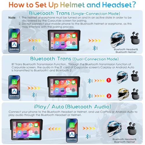 Carpuride W502PRO for Motorcycle CarPlay& Android Auto& Dual Bluetooth - 5" Waterproof GPS Navigation Screen for Motorbike, Music Sharing, Intercom, EQ, Light Sensor, Compass, Barometer - Image 3