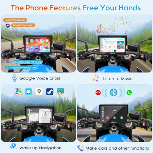 Carpuride W502PRO for Motorcycle CarPlay& Android Auto& Dual Bluetooth - 5" Waterproof GPS Navigation Screen for Motorbike, Music Sharing, Intercom, EQ, Light Sensor, Compass, Barometer - Image 5