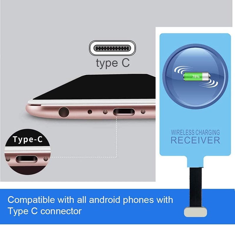 كوزي مستقبل الشحن اللاسلكي المريح USB-C Qi من النوع C، متوافق مع تقنية الرقاقة الذكية السريعة لأجهزة سامسونج جالاكسي A20 وجهاز فاير اللوحي والهواتف، علامة الشريحة السحرية - Image 4