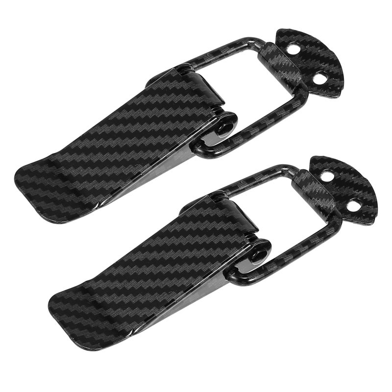 X AUTOHAUX X AUTOHAUX Universal Car Bumper Security Hook Lock Clips Quick Release Hook Clips for Car Trunk Quick Release Fasteners for Trunk Bumpers Fenders Carbon Fiber Pattern 105x33mm 2pcs  - Image 1